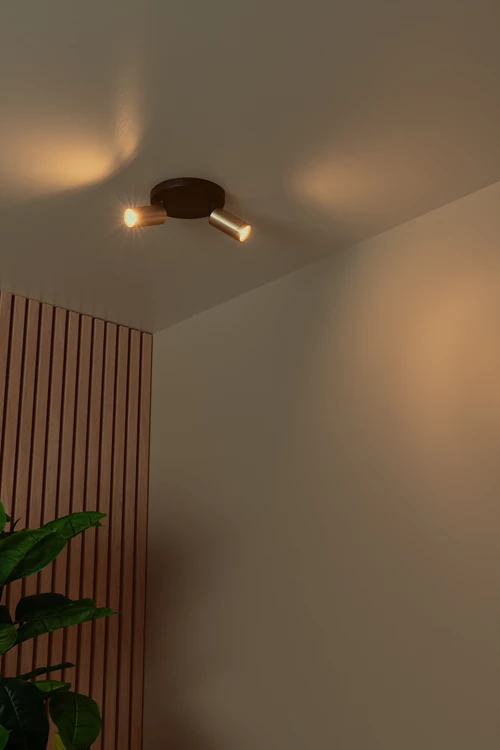 Lucide RITMO - Plafondspot - Ø 15 cm - 2xGU10 (MR11) - Mat Goud / Messing - sfeer 1